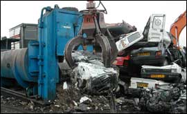Car being scrapped