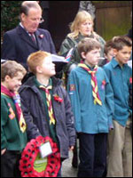 Village Scouts and Guides at the Remembrance service in Alton.