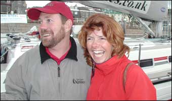 Bob Beggs, Skipper of Bristol Clipper, and his partner Carole Newman in Jersey.