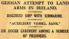 1916 headline about Casement's capture