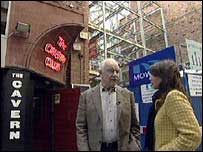 Roy Adams and Ana Boulter outside the replica Cavern