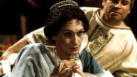 Sian Phillips as Livia in I, Claudius (with co-star Brian Blessed as Augustus in the background)