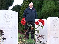 Ian looking at the war graves in Carlisle Cemetery