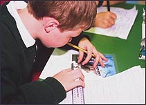 A child hard at work at a school in London
