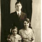 A family photograph of Olive and Albert Taylor with their daughter Joan on 17th July 1940
