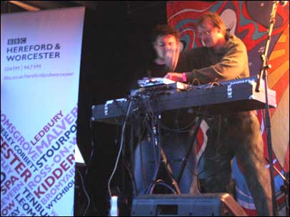 Mash Badley on the Friday Session Introducing stage at Nozstock 2009