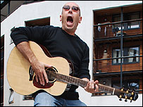 Mark letting loose his inner rockstar