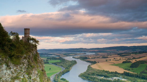 View of Kinnoull Tower and the River Tay from Kinnoull Hill