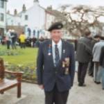 Jack Farrell at the Normandy Veterans Association Memorial Service, St Nicholas' Gardens, Whitehaven, Cumbria, 11 November 2003. Jack took part in the Normandy Landings, serving with the East Riding Yeomanry. Jack landed at Luc-sur-mer, 'Sword Beach' in the afternoon of 6 June 1944.