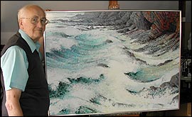 Geoffrey Sutcliffe with one of  his latest works