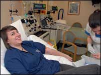 Lady donating bone marrow 