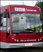 The front of the BBC Somerset bus