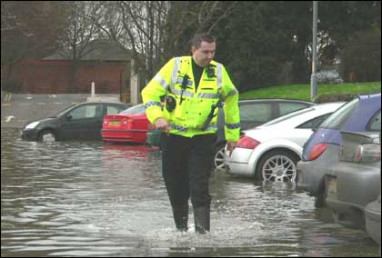 Flooding on Pitchcroft car park, Worcester