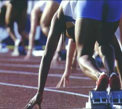 Athletes on Starter's Blocks