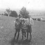 My two elder brothers with me in the fields behind The Manor House in Wedmore, Summer 1940.