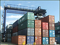 A pile of containers neatly stacked