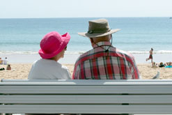 Elderly couple on bench