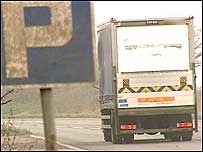 Lorry on road