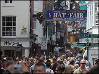 Crowds in the high street
