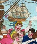 Illustration of prostitutes being taken onboard a naval ship