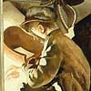 Detail showing a man welding