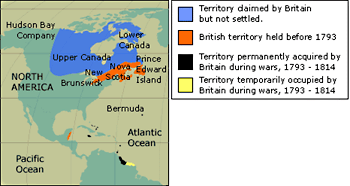 Map detail showing North America