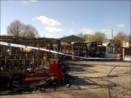 Fire damage at coach firm in Bromyard