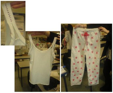 GCSE textiles pyjama's with star print