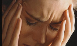 Woman with headache pain