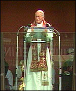The Pope addressing the crowd
