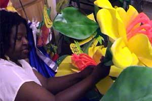 Val's getting ready for the Caribbean Carnival... 