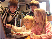 Children with computer 