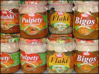 Jars of traditional Polish food