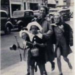 My mother Marjorie Harper with her three daughters from left to right my youngest sister Marjorie, me Eileen Daisy in the middle, and my eldest sister Beryl in Bridlington 1939