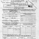 Certificate of Service of John Darlington Bruce with the all important top right-hand corner still attached, signifying his good conduct and honourable discharge.