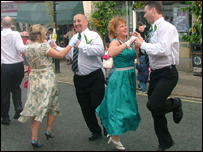 Dancing early on Flora Day morning