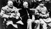 British Prime Minister Winston Churchill and Soviet leader Joseph Stalin, pictured at the Yalta Conference in 1945