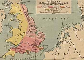 Map showing Jutish settlement in England