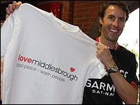Gareth Southgate with Love Middlesbrough T-Shirt