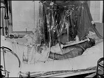 Matt Busby in hospital after the crash