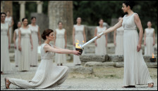 Lighting the Olympic torch