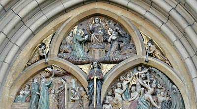 Stone carving above entrance door, St Michael's, Enniskillen