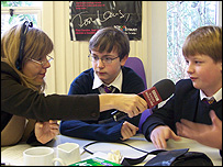 Maggie interviews pupils for the breakfast show