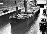 The official inaugural voyage on the Canal, made by the 'Ancon' in 1914
