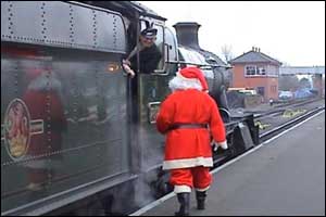 Santa Claus takes the train