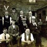 The men of Creswell Road. Back Row (L-R): Mr Headworth, Mr Newton, Frank Hamer, Mr Wignell, unknown man (a visitor). Seated (L-R): Mr Lewis, Mr Hibberd, Mr Hall. Front (L-R): Mr Bend and Mr Beeston.