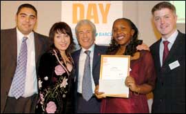 Martin Evans Andrea Mafflin , Lord Levy, Dellessa James and Gloucester city councillor Paul James