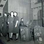 Florence Price (nee Jones) on stage at Chilwell Camp, near Nottingham, with friend c1944. Florence worked in an ordinance factory, greasing tanks. She was demobbed in 1946. Florence Price (nee Jones) on stage at Chilwell Camp, near Nottingham, with friend c1944. Florence worked in an ordinance factory, greasing tanks. She was demobbed in 1946.