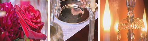 Roses, a plate setting, and candles