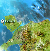 Map showing Holyhead to Liverpool